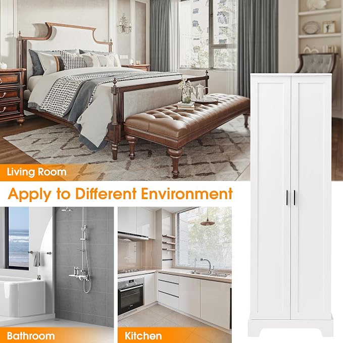 71" Tall Bathroom Storage Cabinet, Freestanding Linen Cabinet - Image 7