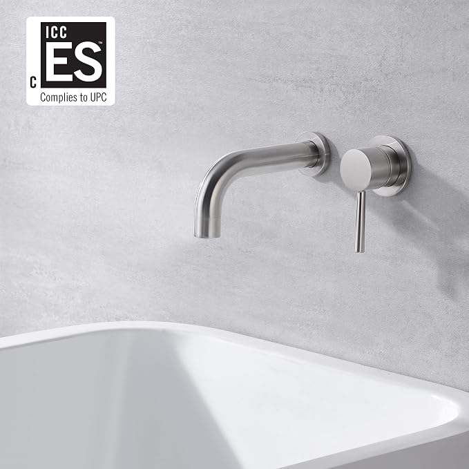 SUMERAIN Tub Faucet Brushed Nickel Wall Mount Bathtub Faucet Single Handle - Image 2