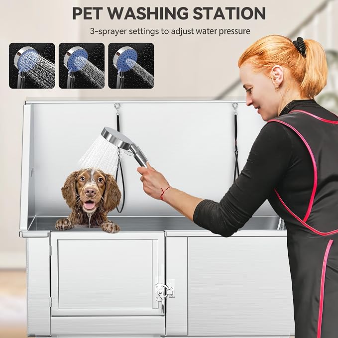 YITAHOME 50in Dog Bathing Station, Professional Stainless Steel 304 Dog Bathtub - Image 6