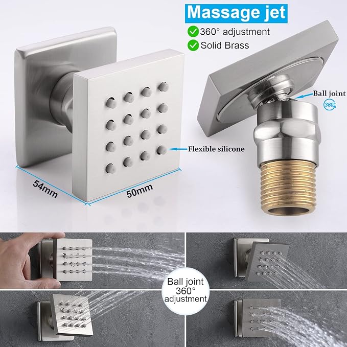 Enga Shower System with Body Jets 12 Inch Wall Mounted Rain Shower and Handheld - Image 8