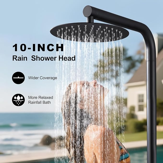 RBROHANT Freestanding Outdoor Shower Black, 316 Marine Grade Stainless Steel - Image 4
