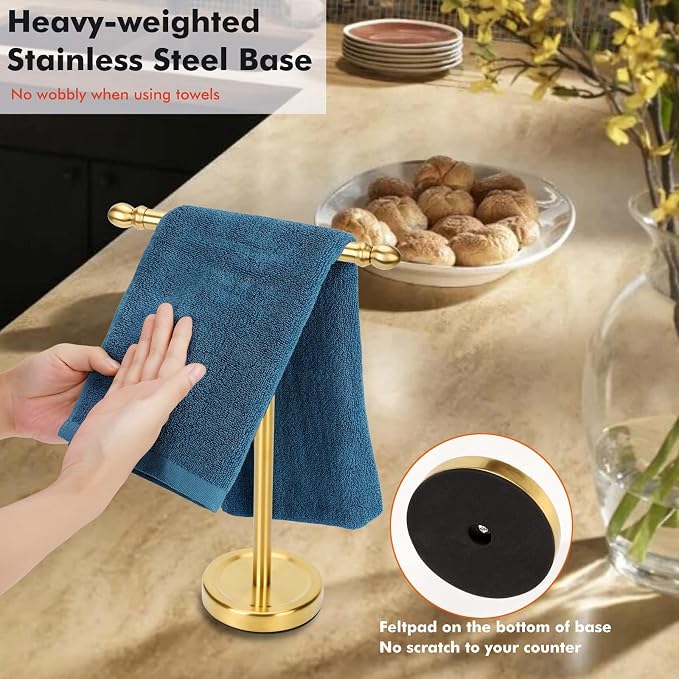 Hand Towel Holder Gold, T-Shape Hand Towel Stand - Image 5