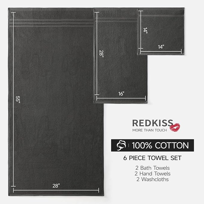 REDKISS 6 Piece Luxury Bath Towel Set - Image 3