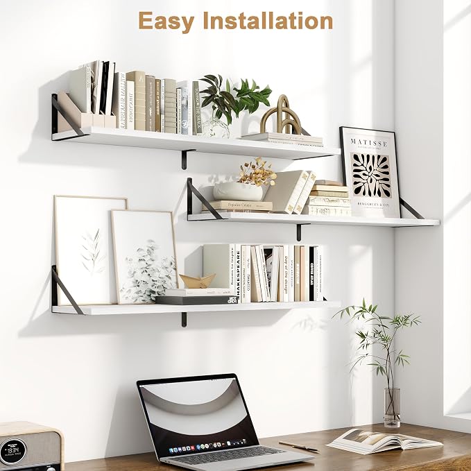 Fun Memories Long Wall Shelves for Bedroom, Rustic Wood Display Shelf for Home - Image 4