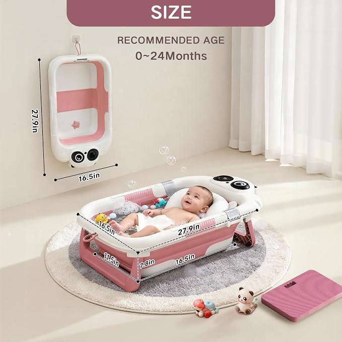 Collapsible Baby Bathtub for Newborn to Toddler, Portable Baby Bath Tub for - Image 2