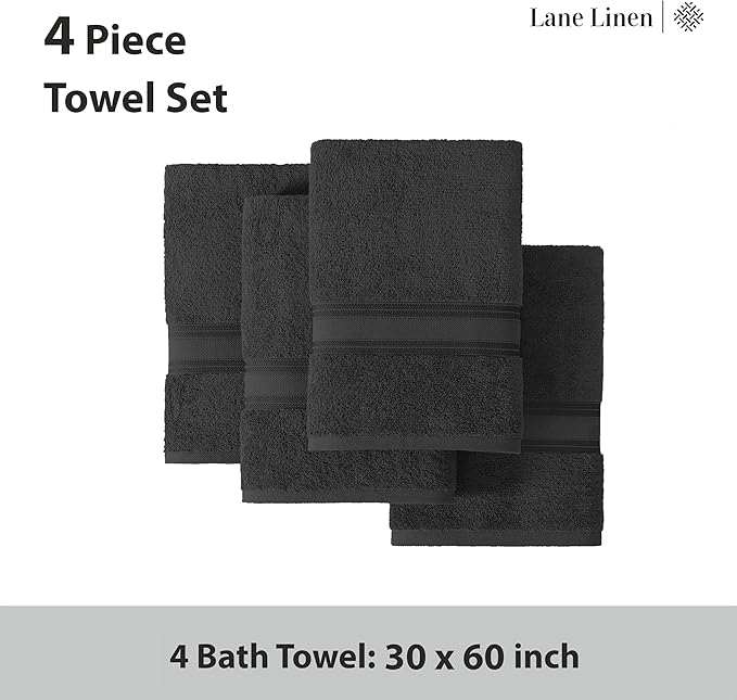 LANE LINEN 100% Cotton Bath Towels 4 Pack - Image 4