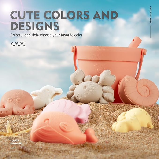 MarcZero 11Pcs Silicone Beach Toys, Modern Baby Beach Toys, Travel Friendly - Image 4