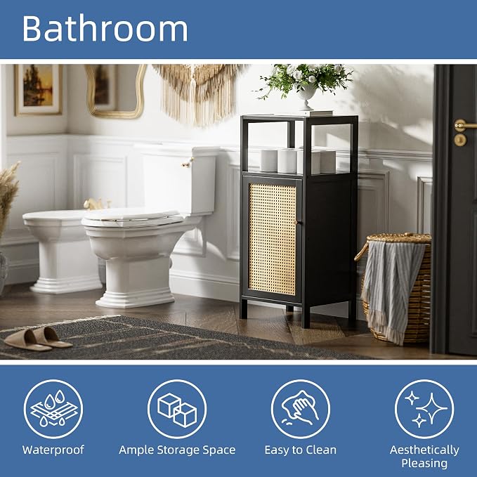 HITNET Bamboo Floor Cabinet, Small Bathroom Storage Cabinet - Image 5