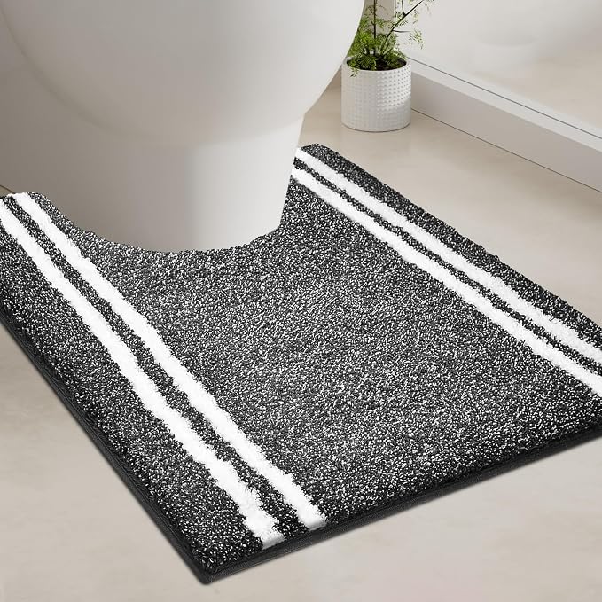 PURRUGS Bathroom Rug Non-Slip Machine Washable 20" x 24" U-Shaped, Super by PURRUGS