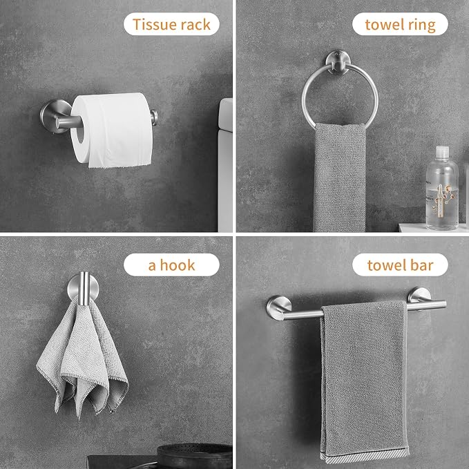Bathroom Hardware Set 10 Pieces, Stainless Steel Towel Bar Set Includes 16 inch - Image 2