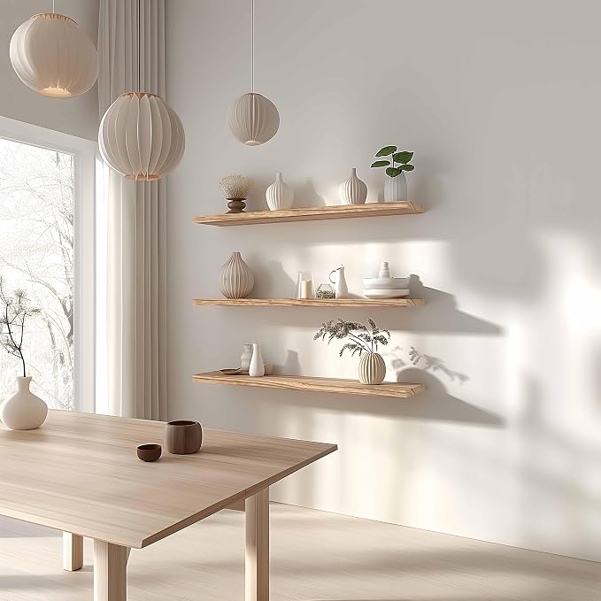 36 Inch Floating Shelves for Wall Rustic Light Wood Wall Shelves for Bedroom - Image 3