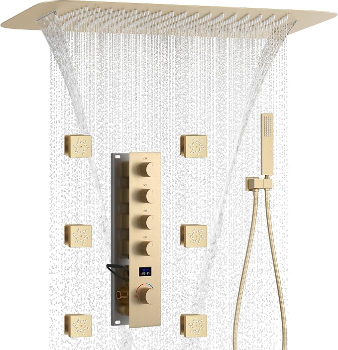 Brushed Gold Digital Display Shower System by KATAIS
