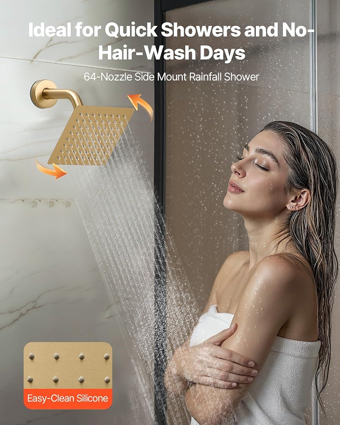 VEVOR Shower Faucet Set, 12 Inch Thermostatic Ceiling Mount Rainfall Shower - Image 6