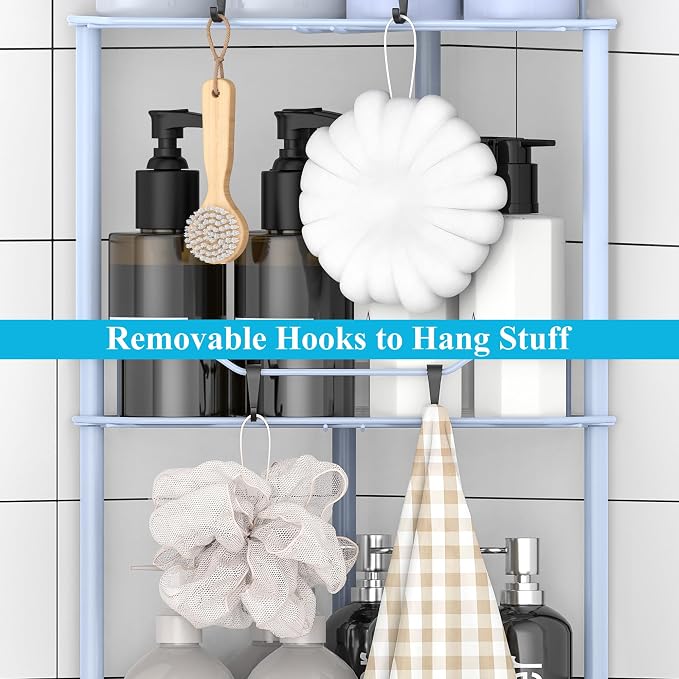 4 Tier Floor Standing Corner Shower Caddy Organizer Shelf - Image 5