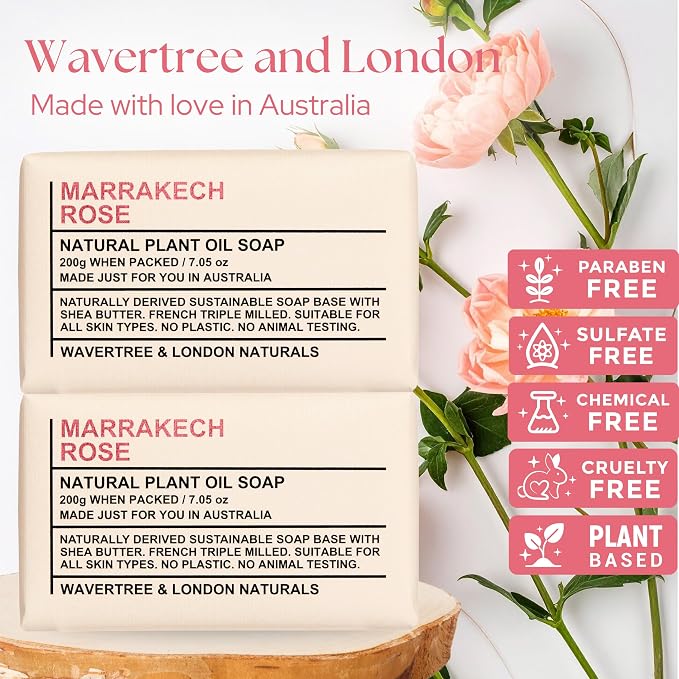 Wavertree & London Marakech Rose Scented Natural Soap Bars, 7oz Moisturizing - Image 2
