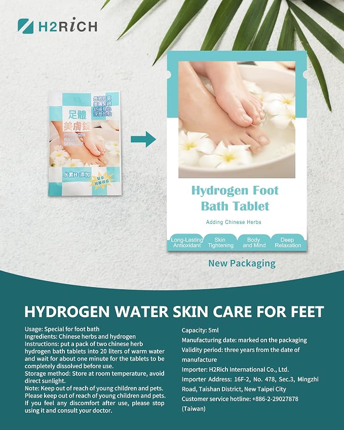 Hydrogen Foot Soak Effervescent Tablets 2 Pieces | Ginger & Mugwort Herb Foot - Image 7