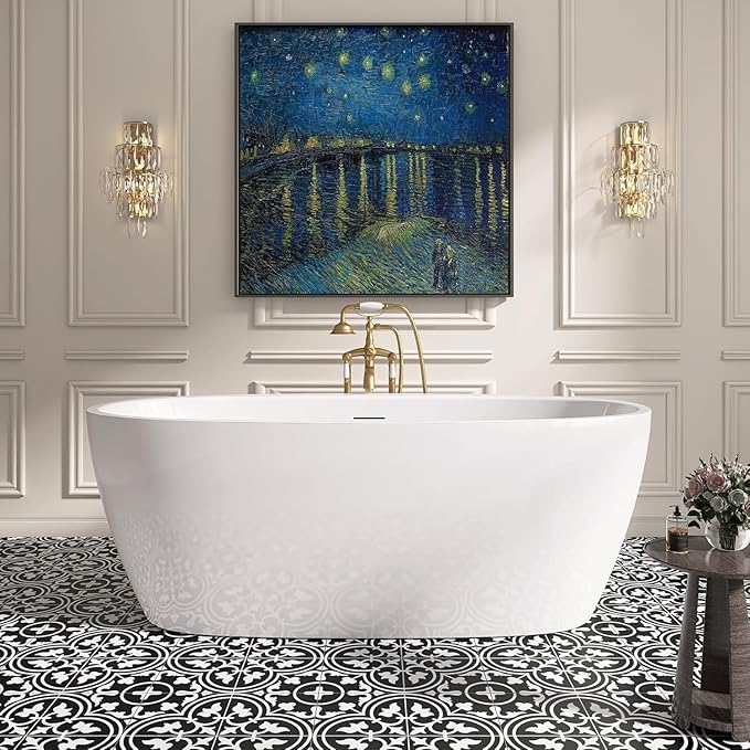 59" Free Standing Tub, Pure Acrylic Freestanding Bathtub, Stylish Stand Alone by Sylonwill