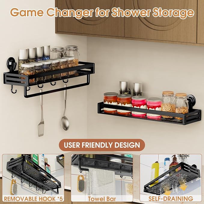 Shower Caddy Suction Cup, 15.8 inch Suction Shower Shelf - Image 4