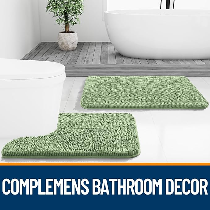 OLANLY Toilet Rugs U-Shaped 20x20, Extra Soft Absorbent Chenille Contour - Image 7