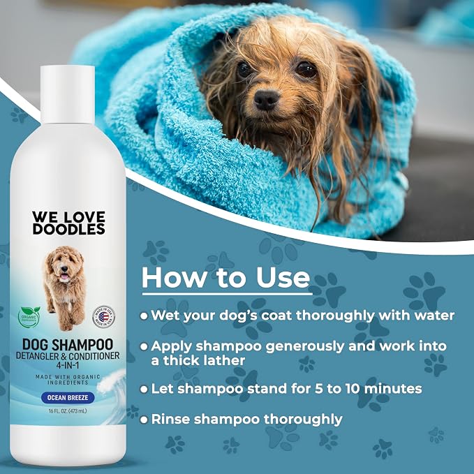 We Love Doodles Pet Rubber Bath Brush and Dog Shampoo - Image 9