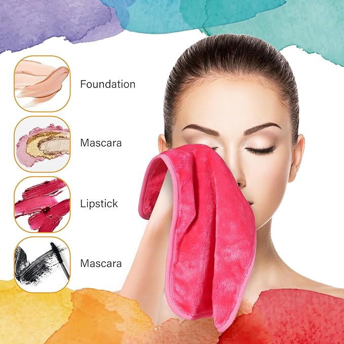 Nugilla Makeup Remover Cloths, 8 Packs Makeup Remover Towels Reusable Face Wash - Image 2
