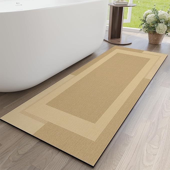 Non Slip Long Bathroom Runner Rug Bath Mat, Rubber Backing Ultra Thin Bathroom by YDKGL