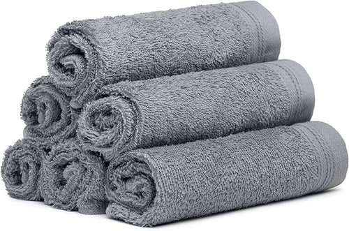 100% Cotton Washcloths Set 13” x 13” | Dark Grey Towels | Set of 6 Ultra Soft by Weidemans