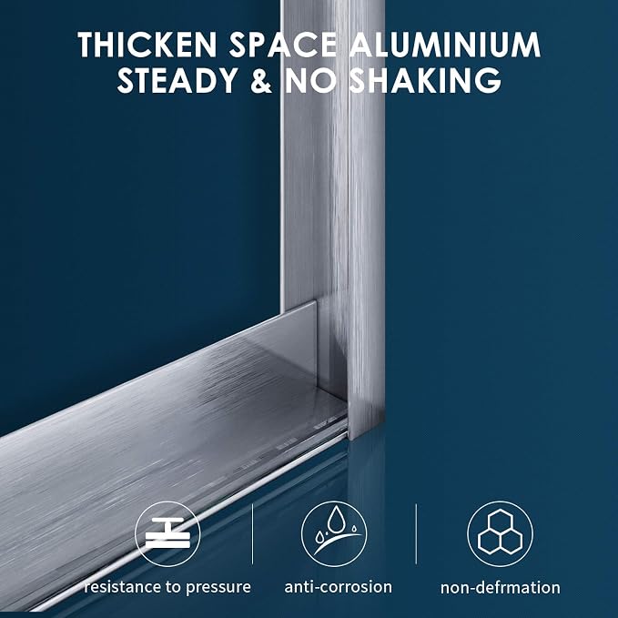 SUNNY SHOWER 60 in.W x 72 in.H Semi-Frameless Shower Door, DoubleSliding Glass - Image 5