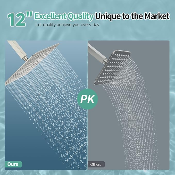 SR SUN RISE 12 Inch Rain Shower Head, High Pressure Rainfall Showerhead Large - Image 2