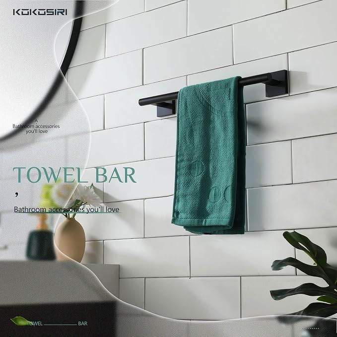 KOKOSIRI Bathroom Towel Bars 12 Inch Towel Ring Matte Black 30CM Hand Towel - Image 5