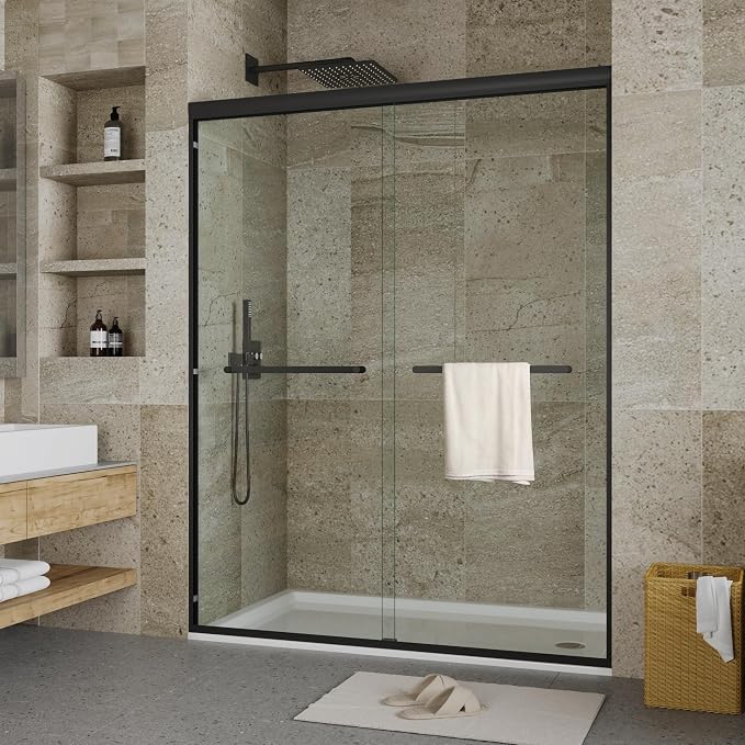 Aluminum Alloy Sliding Shower Door, 50-60" W x 72" H, Double 6mm Tempered Glass - Image 8