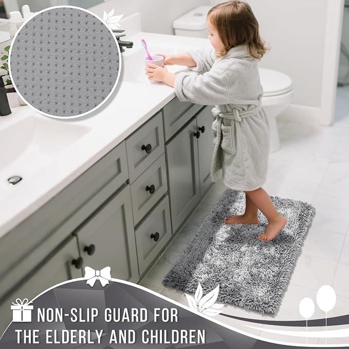Yimobra Chenille Bathroom Rugs Non Slip, Extra Thick Soft Absorbent Bath Rug - Image 6