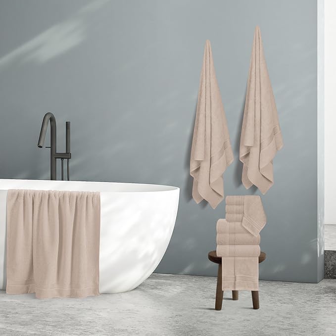 Belizzi Home 100% Cotton Towel Set, Contains 6 Soft Bath Towel, 6 Hand Towels - Image 5