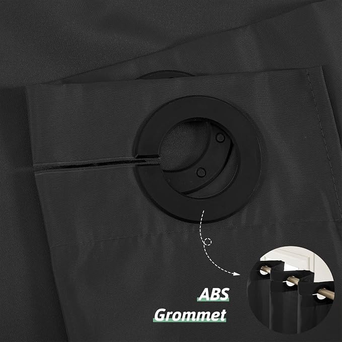 Furlinic No Hooks Needed Black Shower Curtain or Liner, Polyester Fabric - Image 7