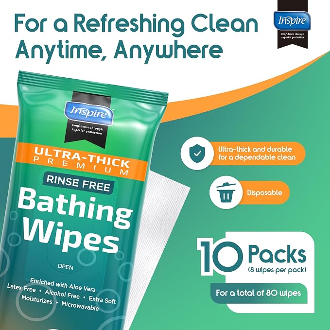 Inspire Ultra Thick Rinse-Free Bath Towels | Shower Towels - Image 3