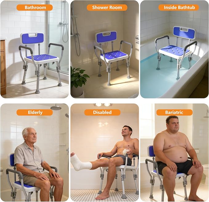 Shower Chair for Inside Shower，500 lbs Heavy Duty Bath Seat for Elderly and - Image 7