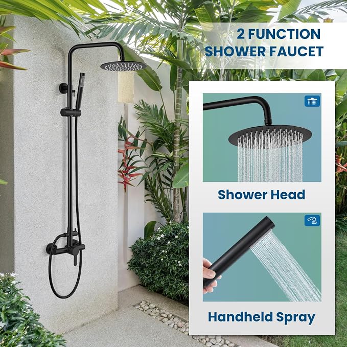 gotonovo Outdoor Shower Fixtures SUS304 Stainless Steel Rain Shower Kit Faucet - Image 3