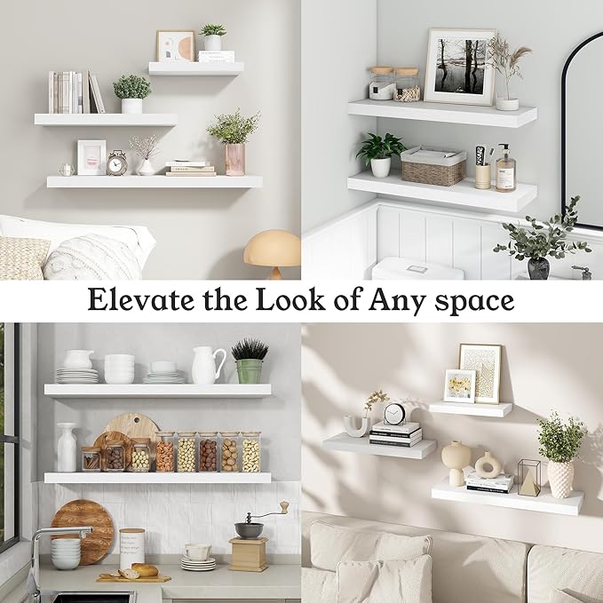 Floating Shelves for Wall, 9.3" Deep Wall Mounted Wood Shelves for Bathroom - Image 8
