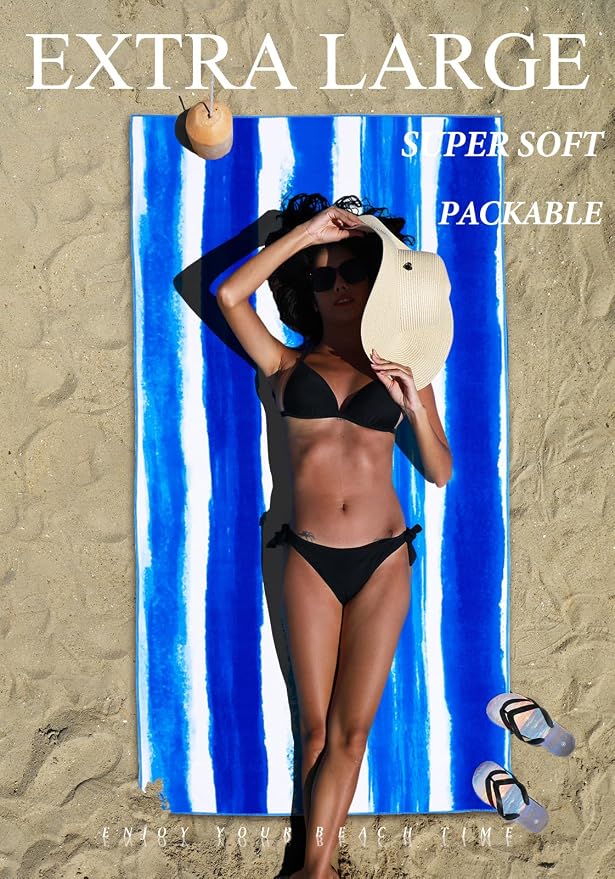 4 Pack Microfiber Lightweight Thin Beach Towel Sand Free Quick Dry Super - Image 3