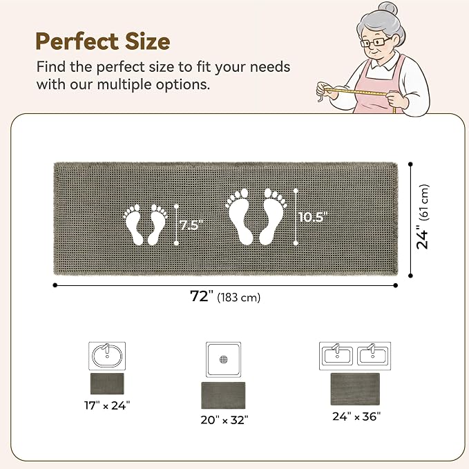 GRANNY SAYS Waffle Bathroom Runner Rugs 71" x 24" Non Slip Washable, Extra Soft - Image 2