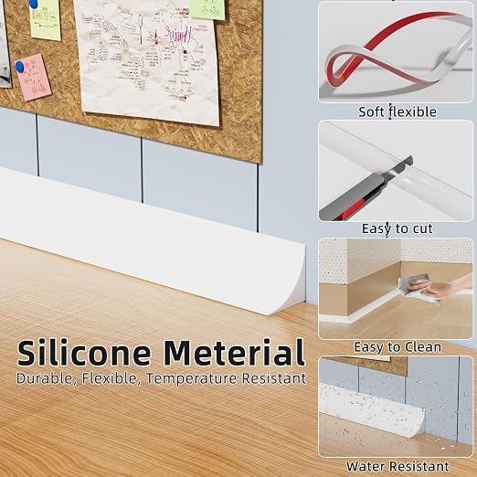 Flexible Quarter Round Molding Trim Peel and Stick 236Inch White, Small Self - Image 4