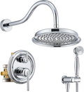 Shower System with Rain Shower Head, Handheld Spray, Rough-in Valve and Trim by Wintap
