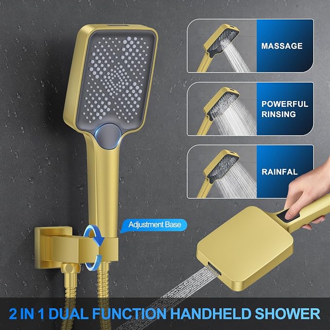 Shower Faucet Set, Brushed Gold - Image 6