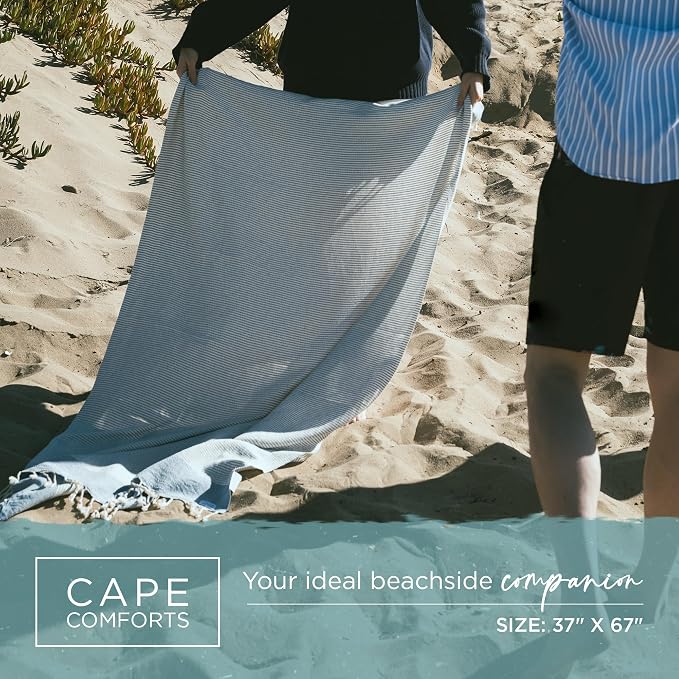 Oversized Turkish Beach Towel, Diamond Dobby Denim Blue - Image 2
