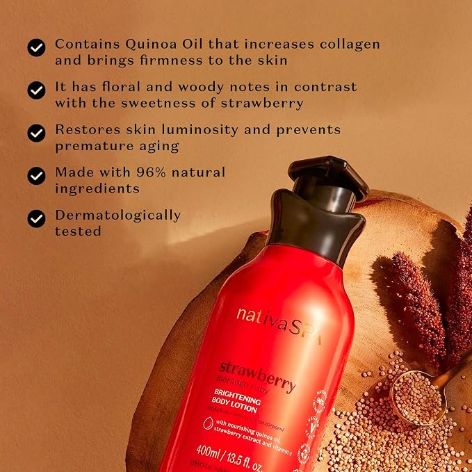 Nativa SPA by O Boticário, Ruby Strawberry Antioxidant Body Lotion, Brightening - Image 3