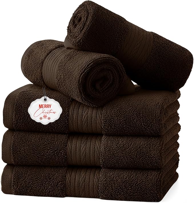 Ample Decor Washcloths Pack of 5 12 X 12 Inch, 600 GSM 100% Cotton Soft by AmpleDecor