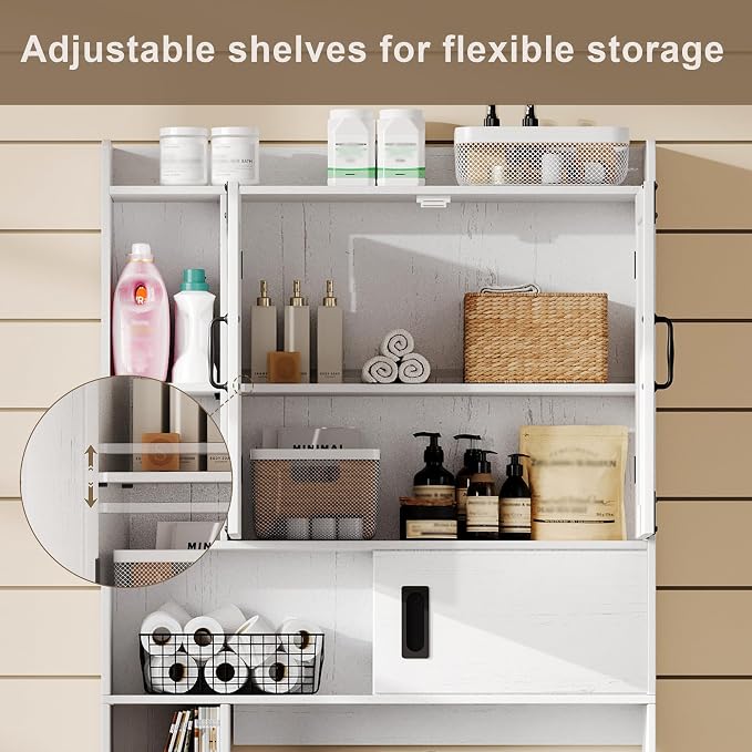 ChooChoo Over The Toilet Storage Cabinet, Farmhouse Bathroom Shelf Over Toilet - Image 3