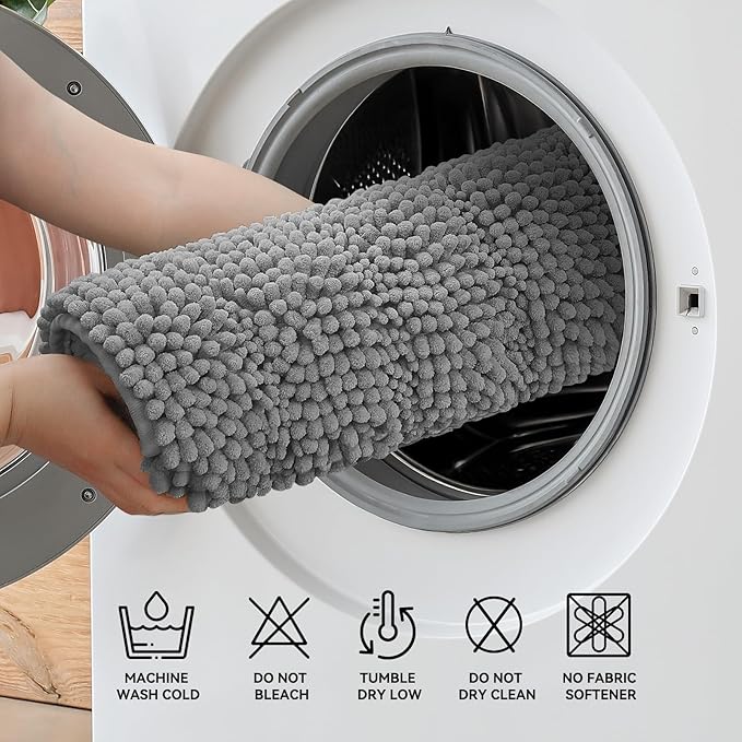 Bcoimo 44"×24" Chenille Bath Mat – Non-Slip - Image 6