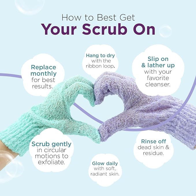 Love Being Scrubbed Body Exfoliating Gloves, Stretchy Exfoliating Body Scrubber - Image 4