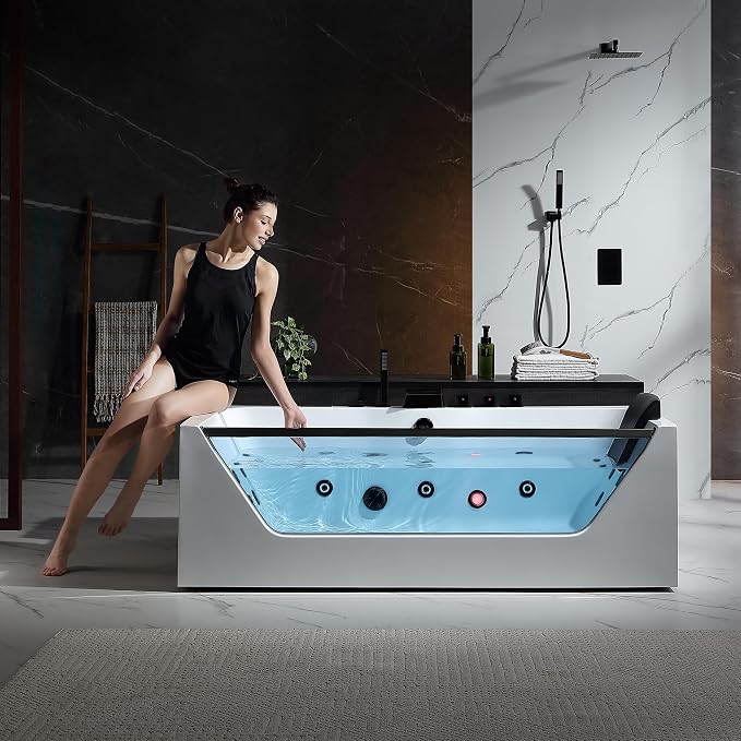 Empava Acrylic Whirlpool Bathtub, 71-Inch Jetted Bathtub - Image 7